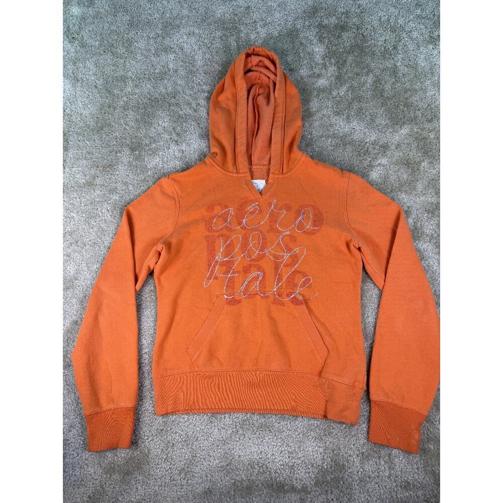 Aeropostale Womens Hooded Long Sleeve Sweatshirt Size Medium Orange C806